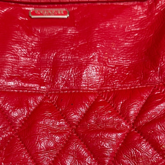Coach Red Quilted Tote Bag - Picture 8 of 9